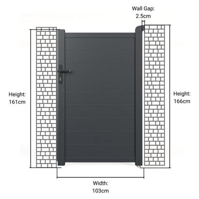 BillyOh Nova Pedestrian Full Privacy Aluminium Garden Gate - 100x158cm - 6