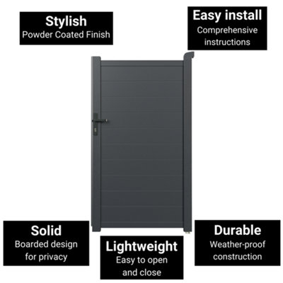 BillyOh Nova Pedestrian Full Privacy Aluminium Garden Gate - 100x173cm - 5