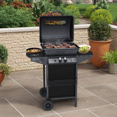 2 burner gas shop bbq with side burner