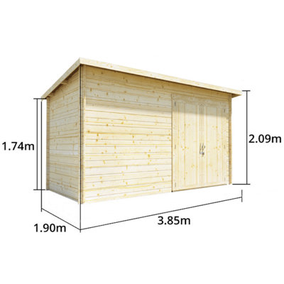 BillyOh Pent Log Cabin Windowless Heavy Duty Bike Store - 12x6 - Double Door - 19mm Thickness - 6