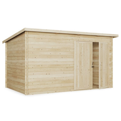 BillyOh Pent Log Cabin Windowless Heavy Duty Bike Store - 12x8 - Double Door - 19mm Thickness