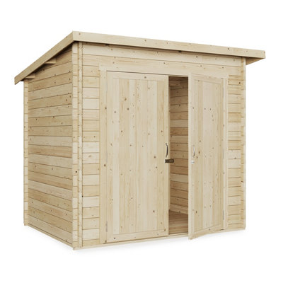 BillyOh Pent Log Cabin Windowless Heavy Duty Bike Store - 8x6 - Double Door - 19mm Thickness