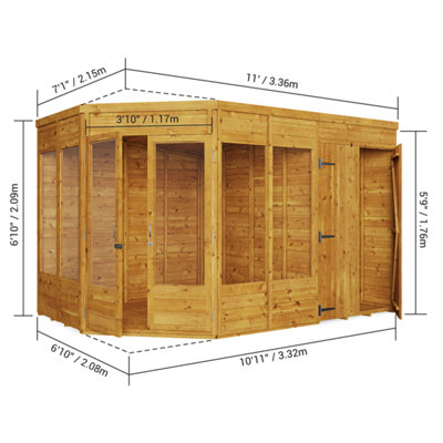 BillyOh Penton Corner Summerhouse with Side Store - 11x7 Store on right - 6