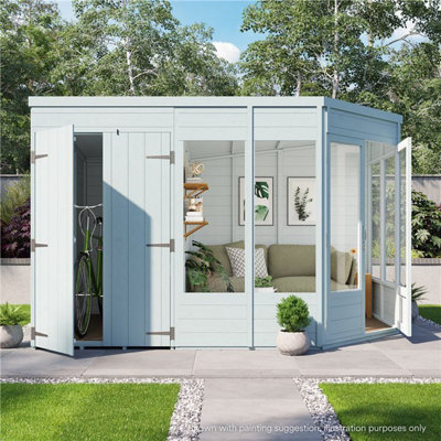 BillyOh Penton Corner Summerhouse with Side Store - Pressure Treated - 11x7 Store on left - 6
