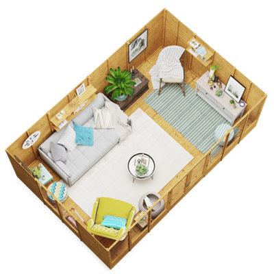 BillyOh Petra Tongue and Groove Reverse Apex Summerhouse - Pressure Treated - 16x10 - 4