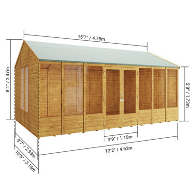 BillyOh Petra Tongue and Groove Reverse Apex Summerhouse - Pressure Treated - 16x10 - 6