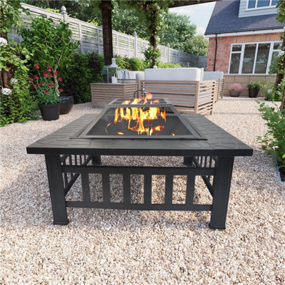 Fire pit hotsell with bbq grill