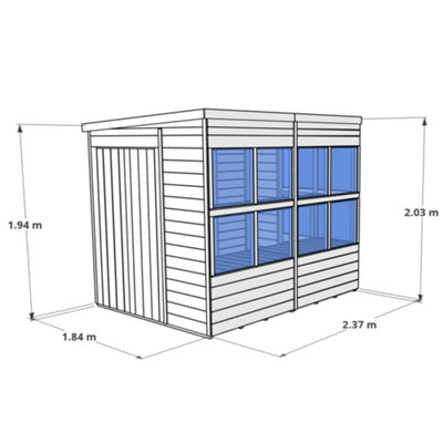 BillyOh Planthouse Tongue and Groove Pent Potting Shed - 8x6 - 5