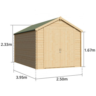 BillyOh Pro Apex Log Cabin Shed - W2.5m x D4.0m (8 x 13ft) - 19mm Thickness - 4