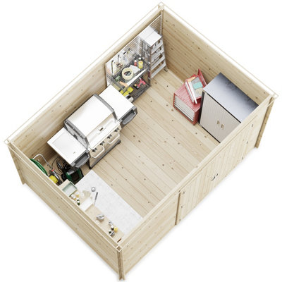 BillyOh Pro Pent Log Cabin Shed - W3.5m x D2.5m (11 x 8ft) - 28mm Thickness