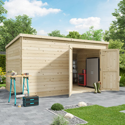 BillyOh Pro Pent Log Cabin Shed - W4.0m x D2.5m (13 x 8ft) - 19mm Thickness