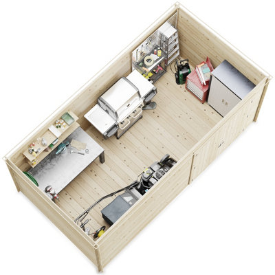 BillyOh Pro Pent Log Cabin Shed - W4.5m x D2.5m (15 x 8ft) - 19mm Thickness