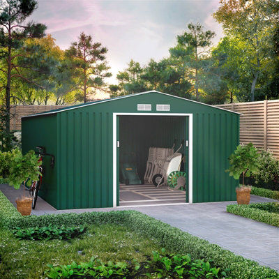 BillyOh Ranger Apex Metal Shed With Foundation Kit - 11x14 Dark Green