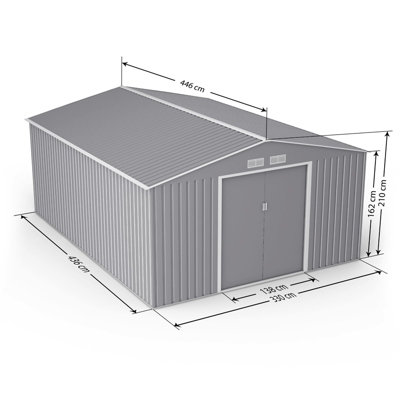 BillyOh Ranger Apex Metal Shed With Foundation Kit - 11x14 Light Grey - 4