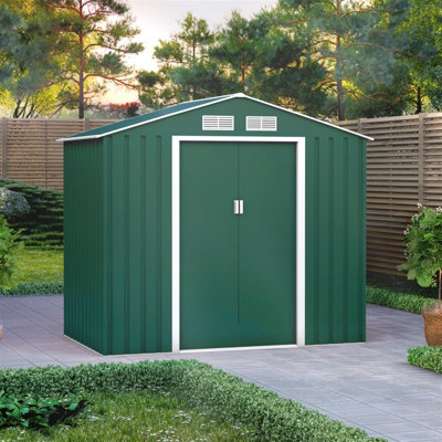 BillyOh Ranger Apex Metal Shed With Foundation Kit - 7x4 Dark Green - 4