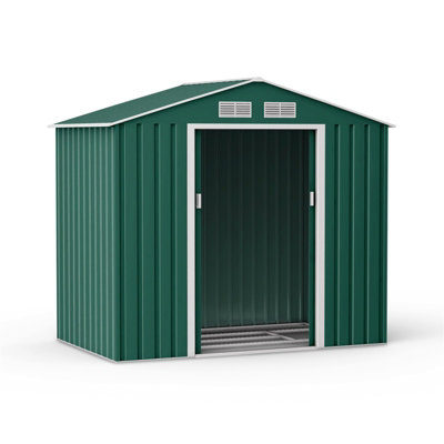 BillyOh Ranger Apex Metal Shed With Foundation Kit - 7x4 Dark Green - 6