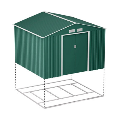 BillyOh Ranger Apex Metal Shed With Foundation Kit - 9x8 Dark Green - 3