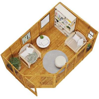 BillyOh Renna Tongue and Groove Corner Summerhouse - 11x7 - Doors on Left - 5