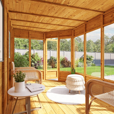 BillyOh Renna Tongue and Groove Corner Summerhouse - 11x7 - Doors on Right - 3