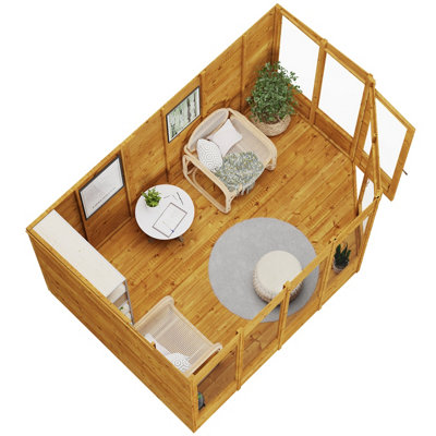 BillyOh Renna Tongue and Groove Corner Summerhouse - 11x7 - Doors on Right - 5