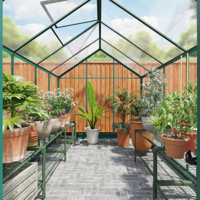 BillyOh Rosette Hobby Aluminium Polycarbonate Greenhouse - 6x10 Green