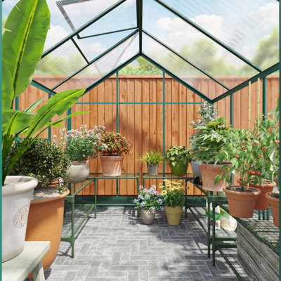 BillyOh Rosette Hobby Aluminium Polycarbonate Greenhouse - 6x8 Green - 3
