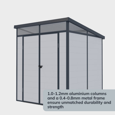 BillyOh Stafford Pent Plastic Shed - 8x6 Grey - 7