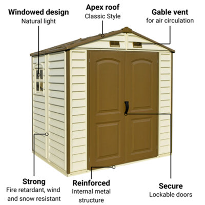 BillyOh StoreAll Apex Plastic Shed with Foundation Kit - 8x6ft - 5
