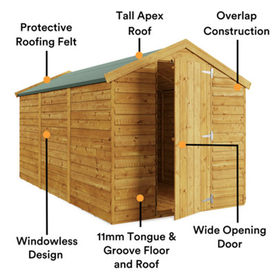 BillyOh Super Saver Overlap Apex Shed - 12x6 - 4