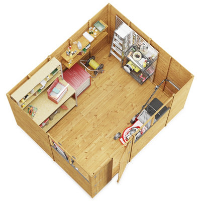 BillyOh Switch Overlap Pent Shed - 10x8 Windowed - 3