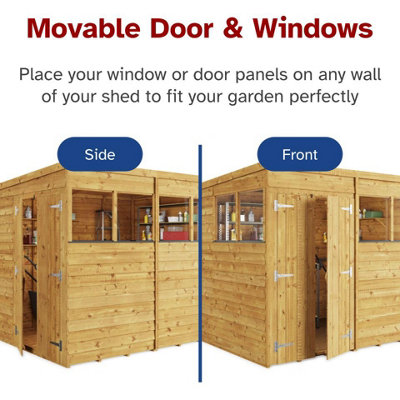 BillyOh Switch Overlap Pent Shed - 10x8 Windowed - 5