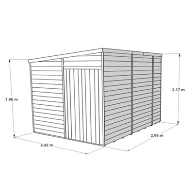 BillyOh Switch Overlap Pent Shed - 10x8 Windowless
