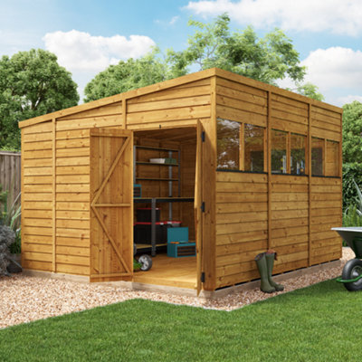 BillyOh Switch Overlap Pent Shed - 12x10 Windowed