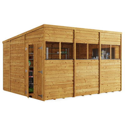 BillyOh Switch Overlap Pent Shed - 12x10 Windowed - 5
