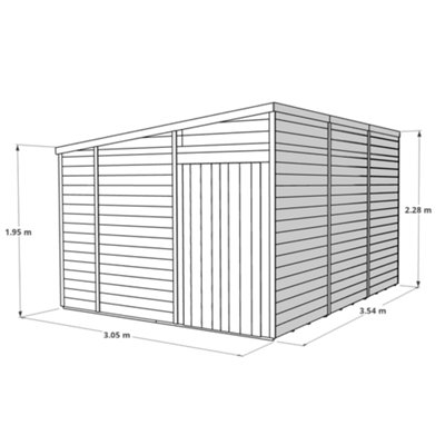 BillyOh Switch Overlap Pent Shed - 12x10 Windowed - 6