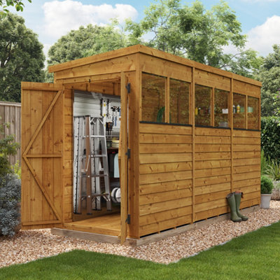 BillyOh Switch Overlap Pent Shed - 12x4 Windowed