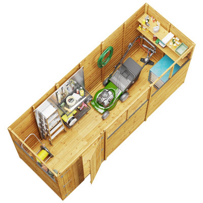 BillyOh Switch Overlap Pent Shed - 12x4 Windowed - 5
