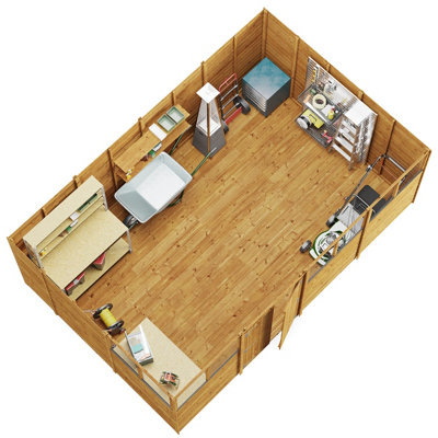 BillyOh Switch Overlap Pent Shed - 16x10 Windowed - 4