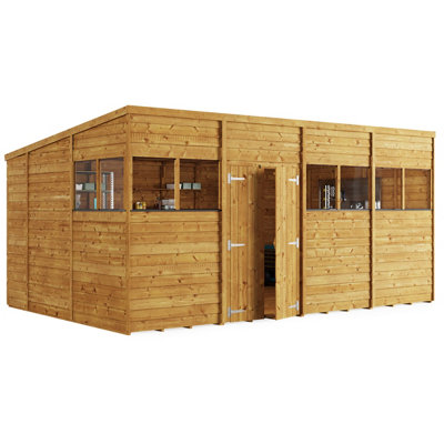 BillyOh Switch Overlap Pent Shed - 16x10 Windowed - 5