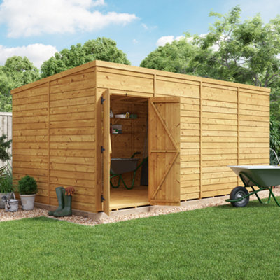 BillyOh Switch Overlap Pent Shed - 16x8 Windowless