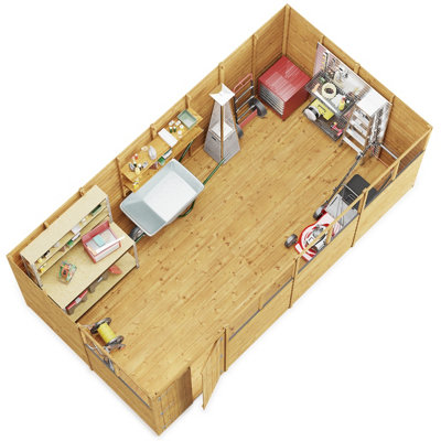 BillyOh Switch Overlap Pent Shed - 16x8 Windowless - 5