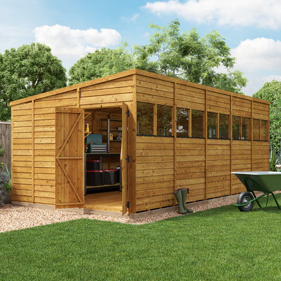 BillyOh Switch Overlap Pent Shed - 20x10 Windowed