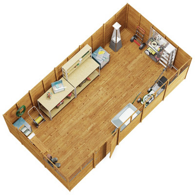 BillyOh Switch Overlap Pent Shed - 20x10 Windowed - 3