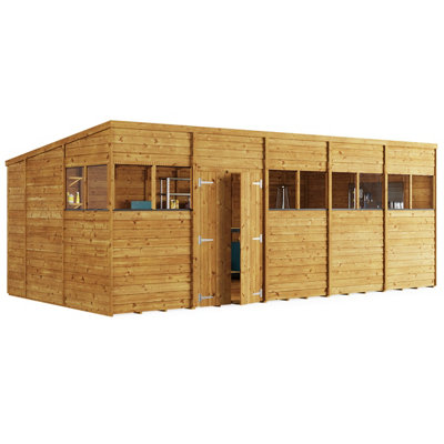 BillyOh Switch Overlap Pent Shed - 20x10 Windowed - 4