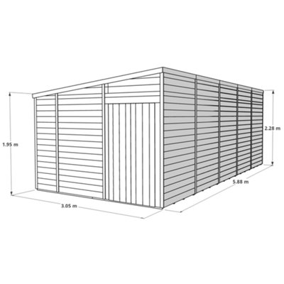 BillyOh Switch Overlap Pent Shed - 20x10 Windowed - 6
