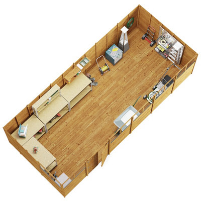 BillyOh Switch Overlap Pent Shed - 24x10 Windowed - 4