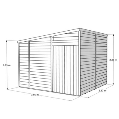 BillyOh Switch Overlap Pent Shed - 8x10 Windowed - 6