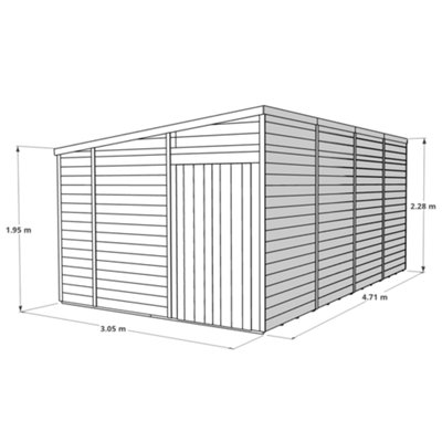 BillyOh Switch Overlap Pent Wooden Shed - 16x10 Windowless