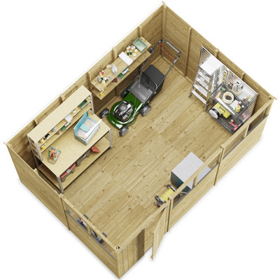 BillyOh Switch Tongue and Groove Apex Shed - 12x8 Windowed - 11mm Thickness - 4