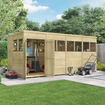 BillyOh Switch Tongue and Groove Pent Shed - 16x6 Windowed - 15mm Thickness